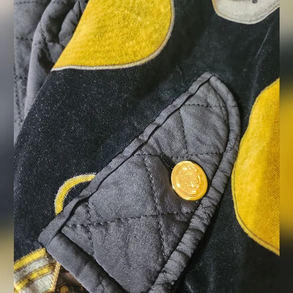 Escada Margaretha Ley Women Jacket M Vintage Velour Bomber Watch Print Black - Picture 3 of 11